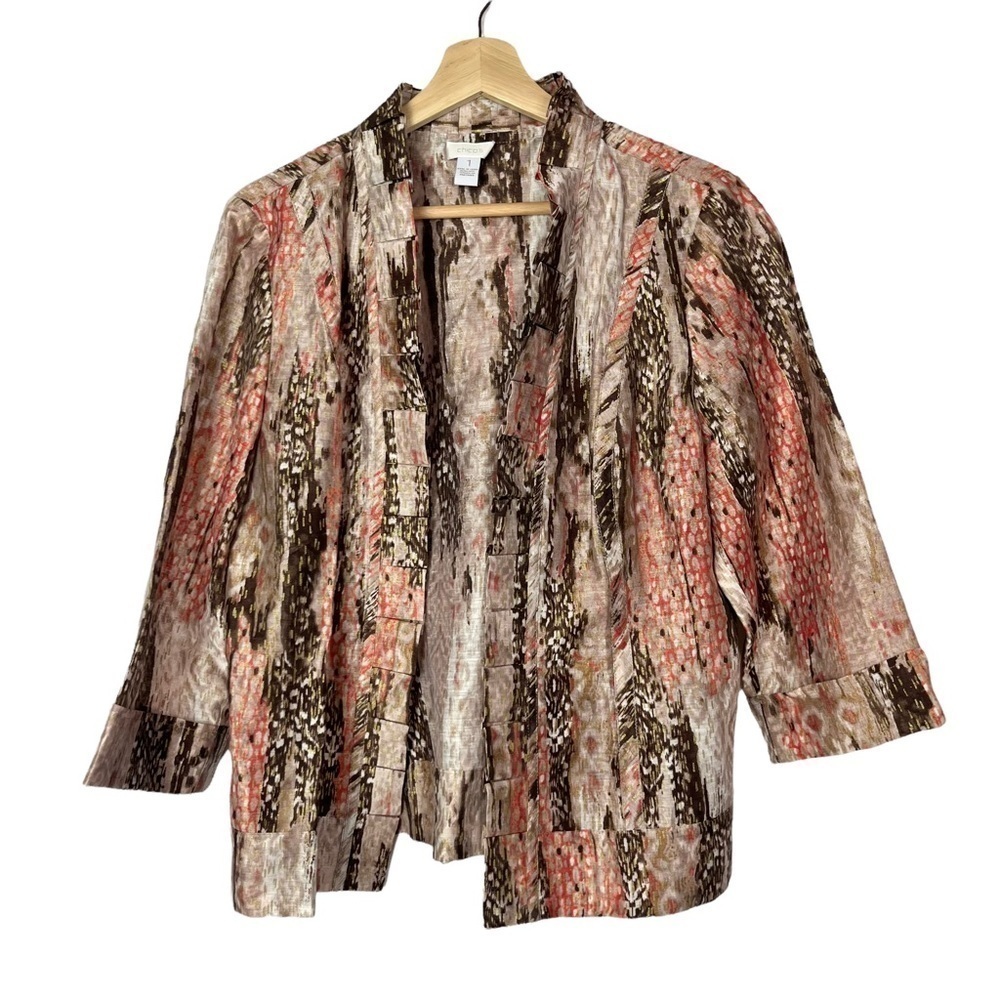 Chico's Linen Blend Open Front Blouse 1 / M